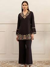 Embroidery V Neck Tunic With Trousers co-ord set