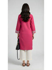 Pink Embroidered Cotton Kurta Set