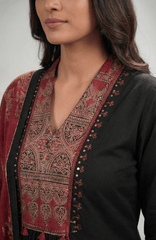 A - Line Hand Mirror Work Suit Set with Palazzo & Dupatta - Tevar Studio