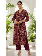 Floral Embroidered Straight Kurta Set - Tevar Studio