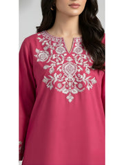 Pink Embroidered Cotton Kurta Set - Tevar Studio