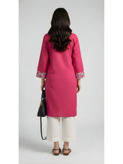 Pink Embroidered Cotton Kurta Set - Tevar Studio