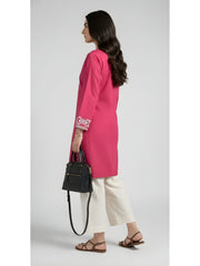 Pink Embroidered Cotton Kurta Set - Tevar Studio