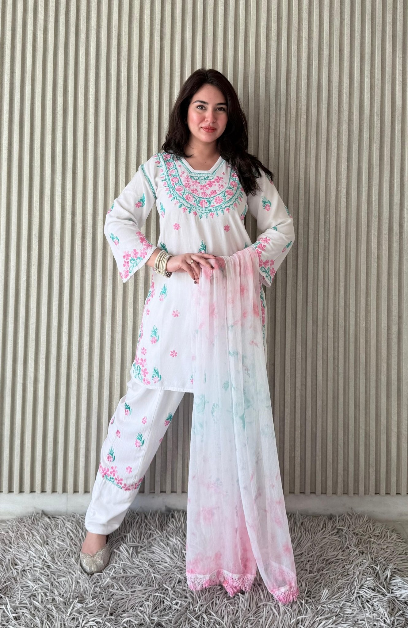 Premium Mul Modal Parsi Pant Suit Set with Dupatta - Tevar Studio