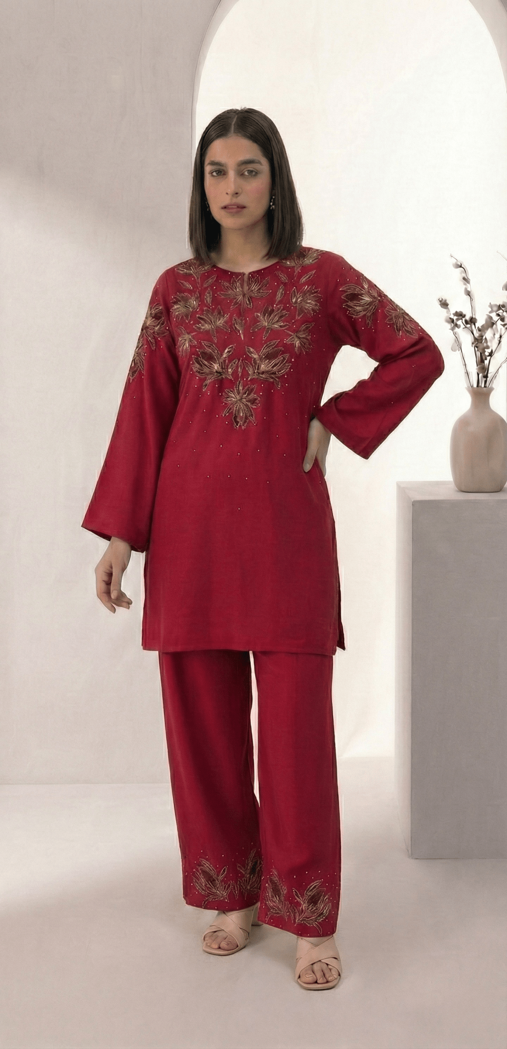 Women’s Floral Embroidered Co - ord Set - Tevar Studio