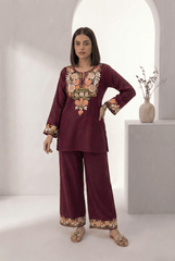 Women’s Kashmiri Embroidered Cotton Co - ord Set - Tevar Studio