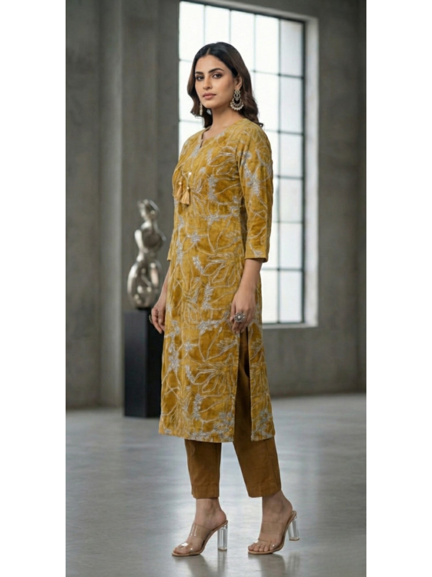 Floral Embroidered Straight Kurta Set - Tevar Studio