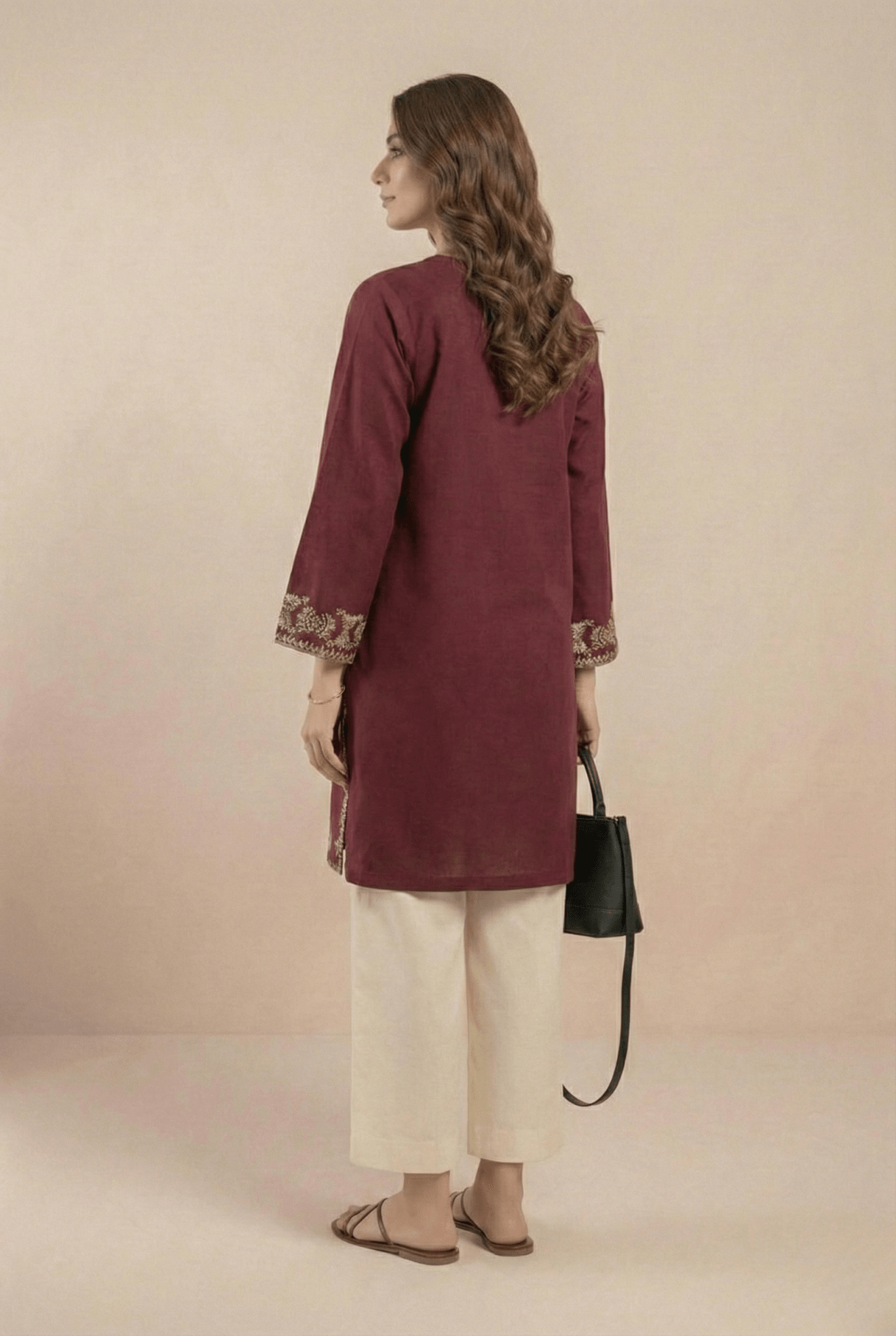Pink Embroidered Cotton Kurta Set - Tevar Studio