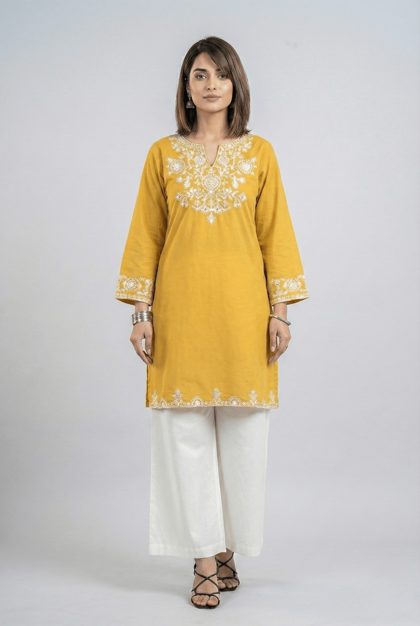 Pink Embroidered Cotton Kurta Set - Tevar Studio