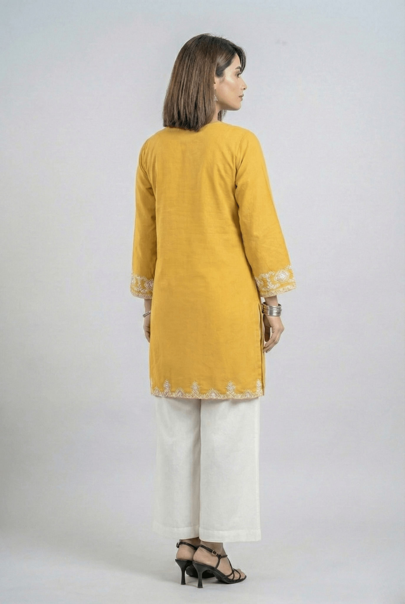 Pink Embroidered Cotton Kurta Set - Tevar Studio