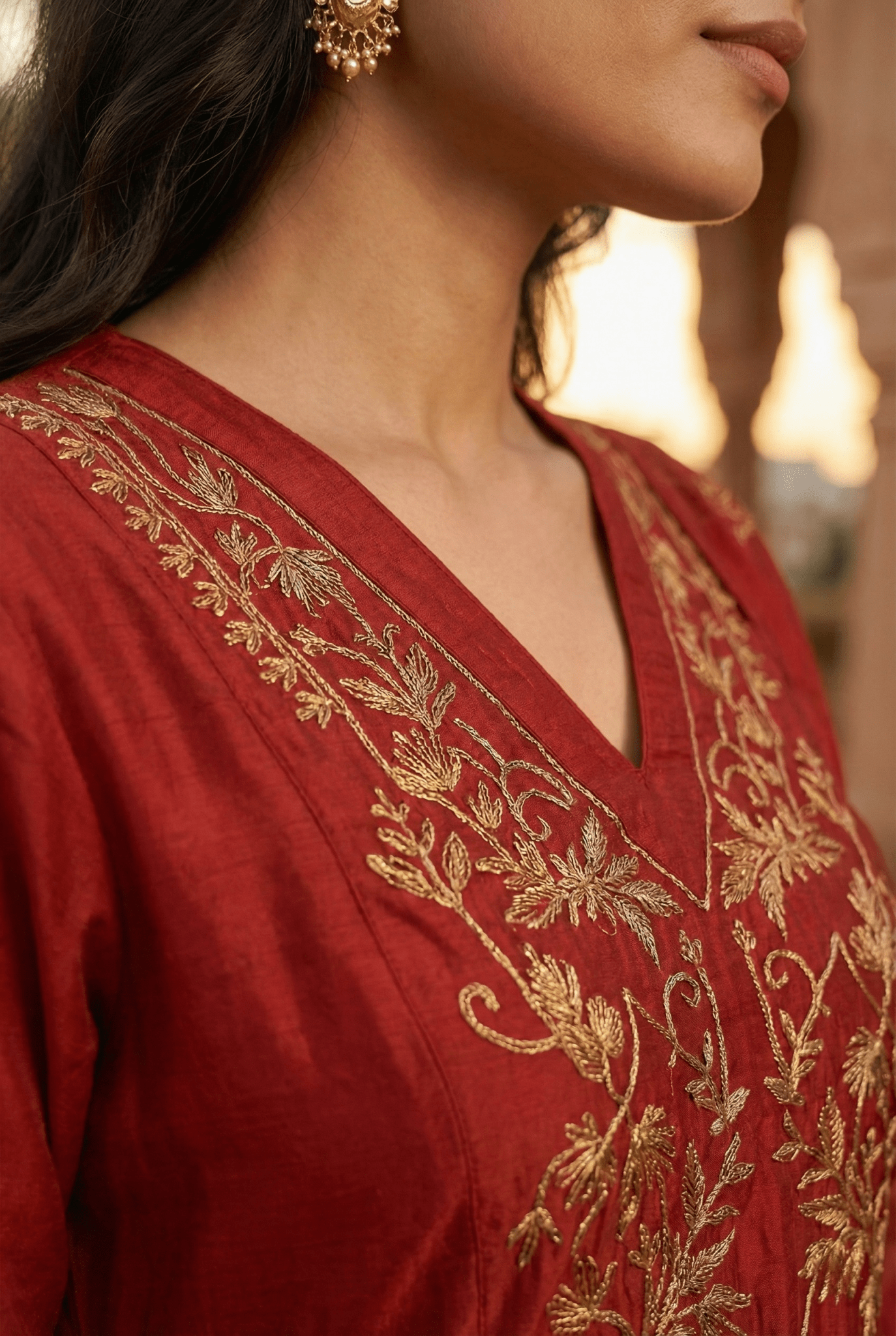 Rust Orange Embroidered Cotton Suit Set with Dupatta – Festive Wear for Women - Tevar Studio