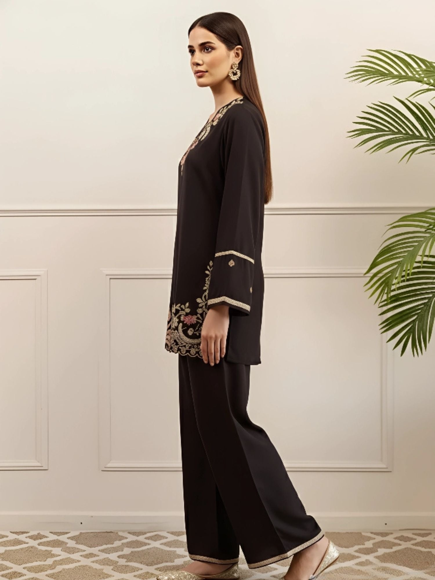Tevar Studio Embroidered Cotton Co - ord Set for Women - Tevar Studio