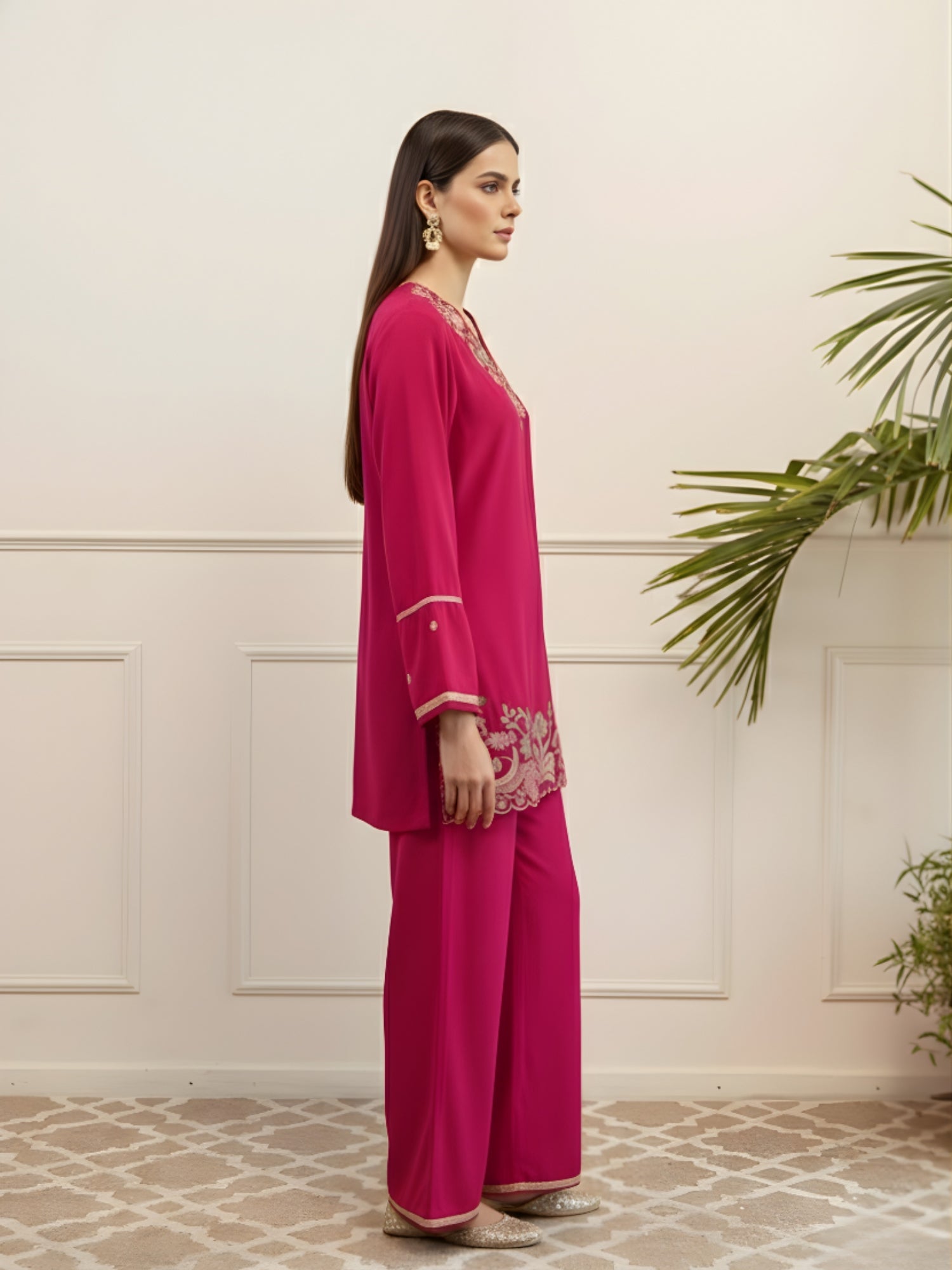 Tevar Studio Embroidered Cotton Co - ord Set for Women - Tevar Studio