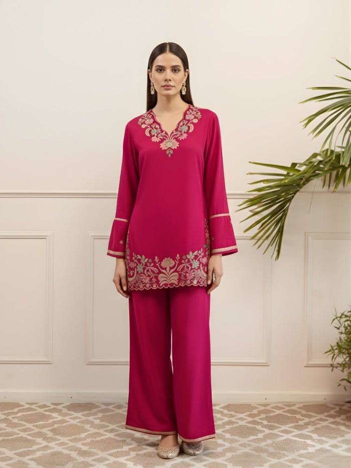 Tevar Studio Embroidered Cotton Co - ord Set for Women - Tevar Studio