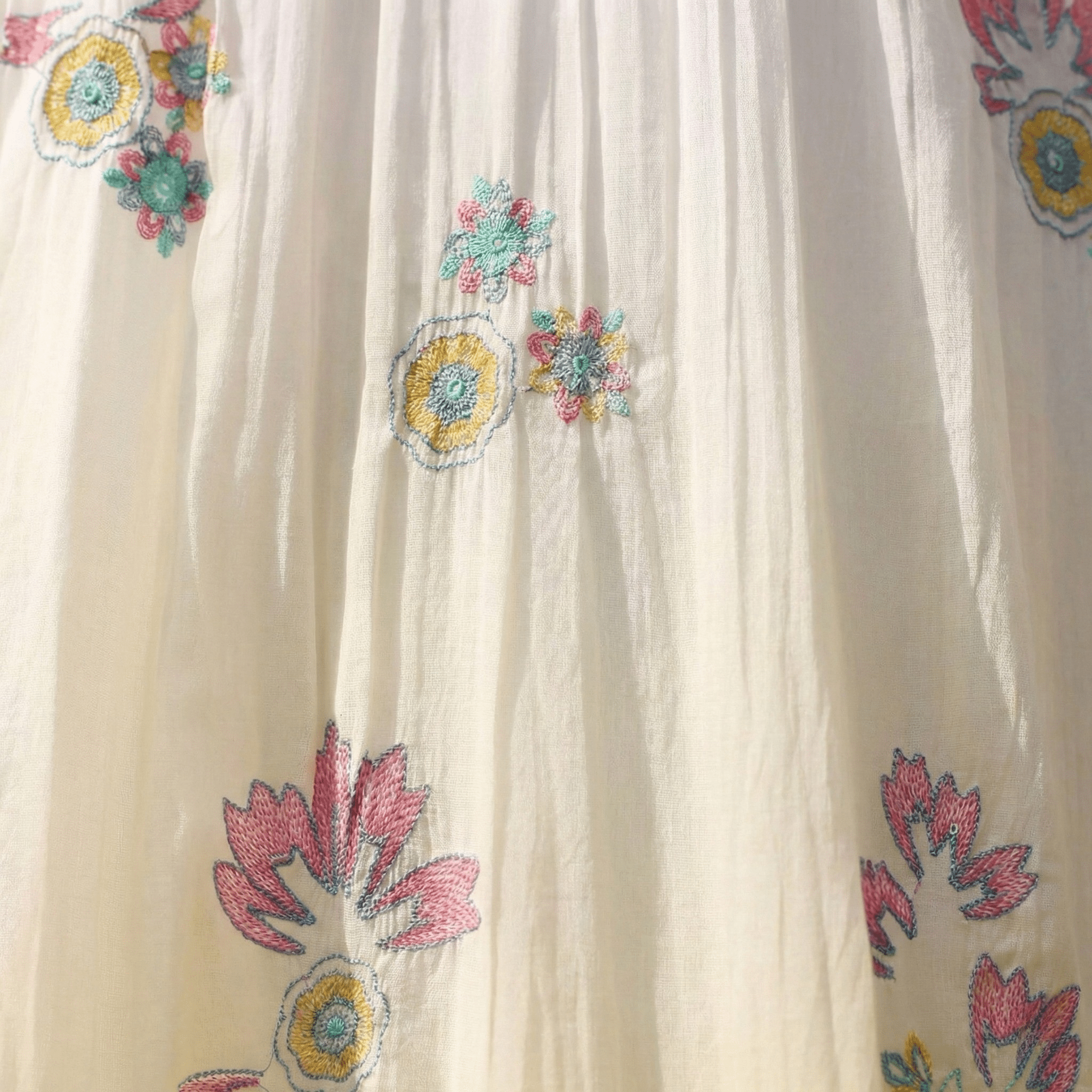 WHITE AND YELLOW MULMUL A - LINE KURTA WITH PANT AND DUPATTA - Tevar Studio
