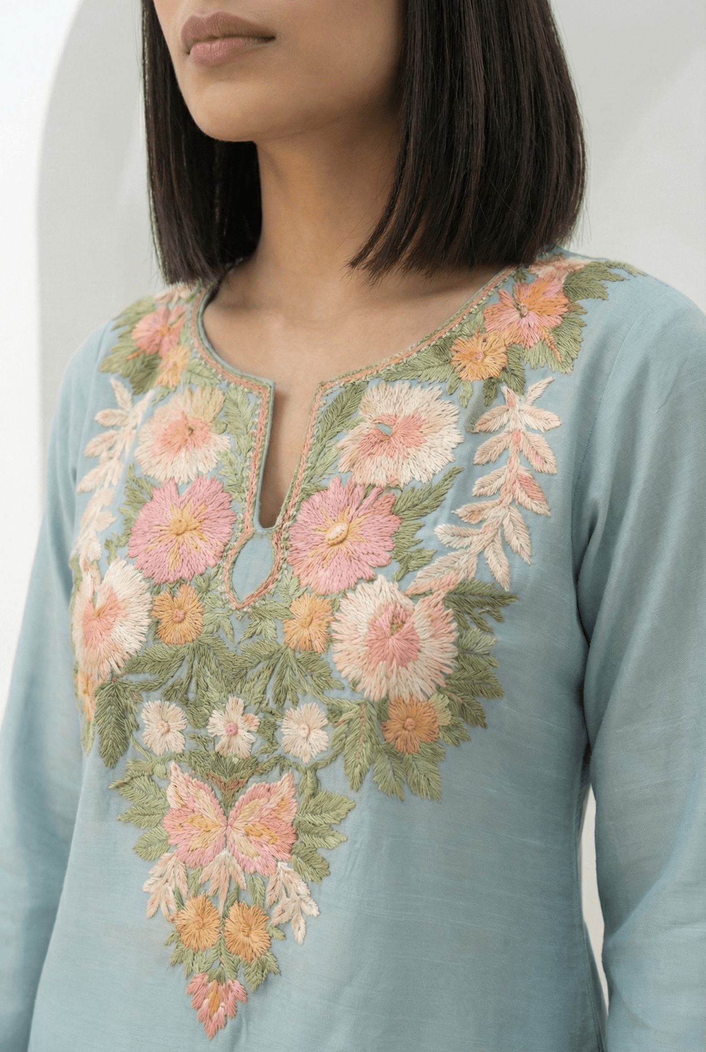 Women’s Kashmiri Embroidered Cotton Co - ord Set - Tevar Studio
