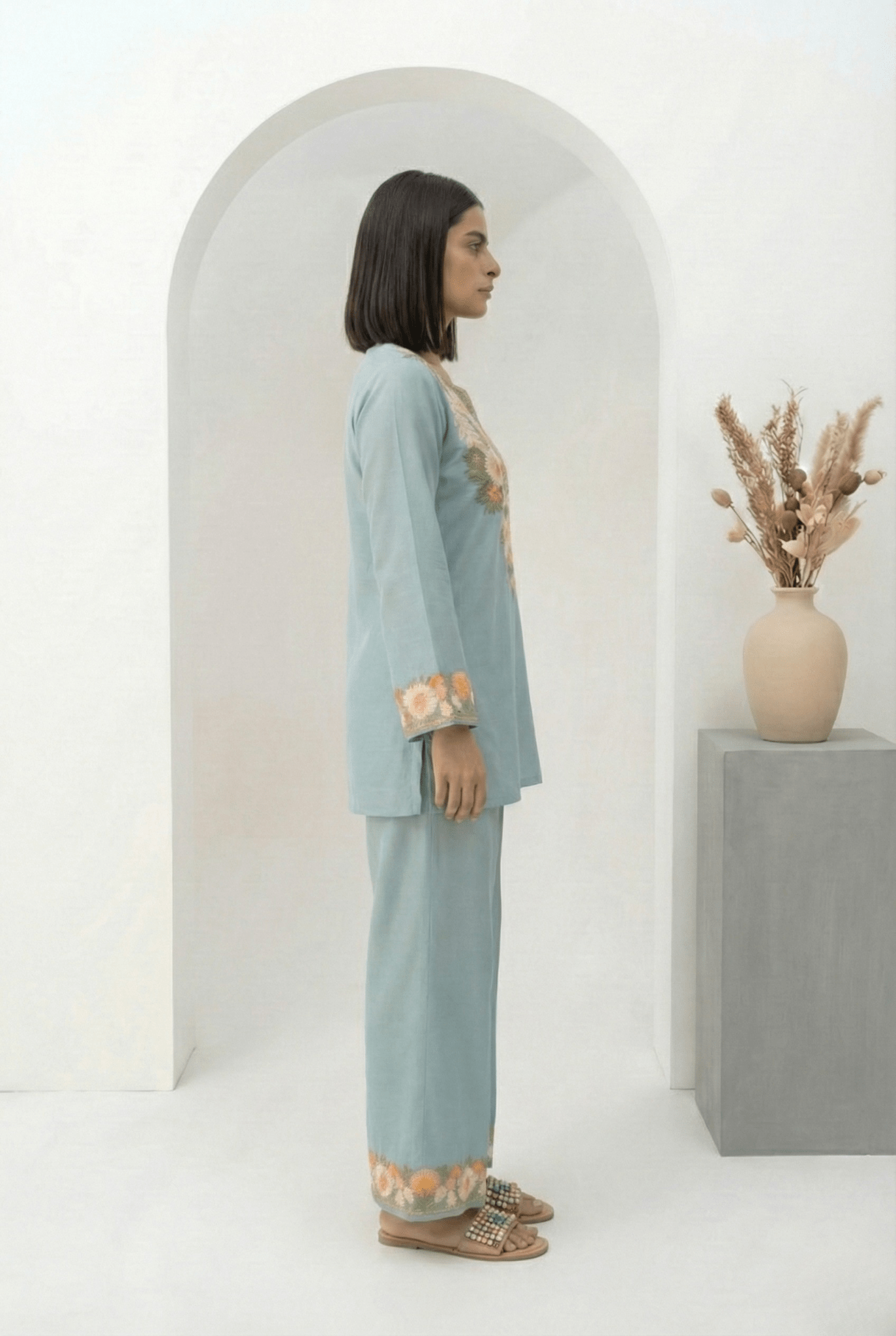 Women’s Kashmiri Embroidered Cotton Co - ord Set - Tevar Studio
