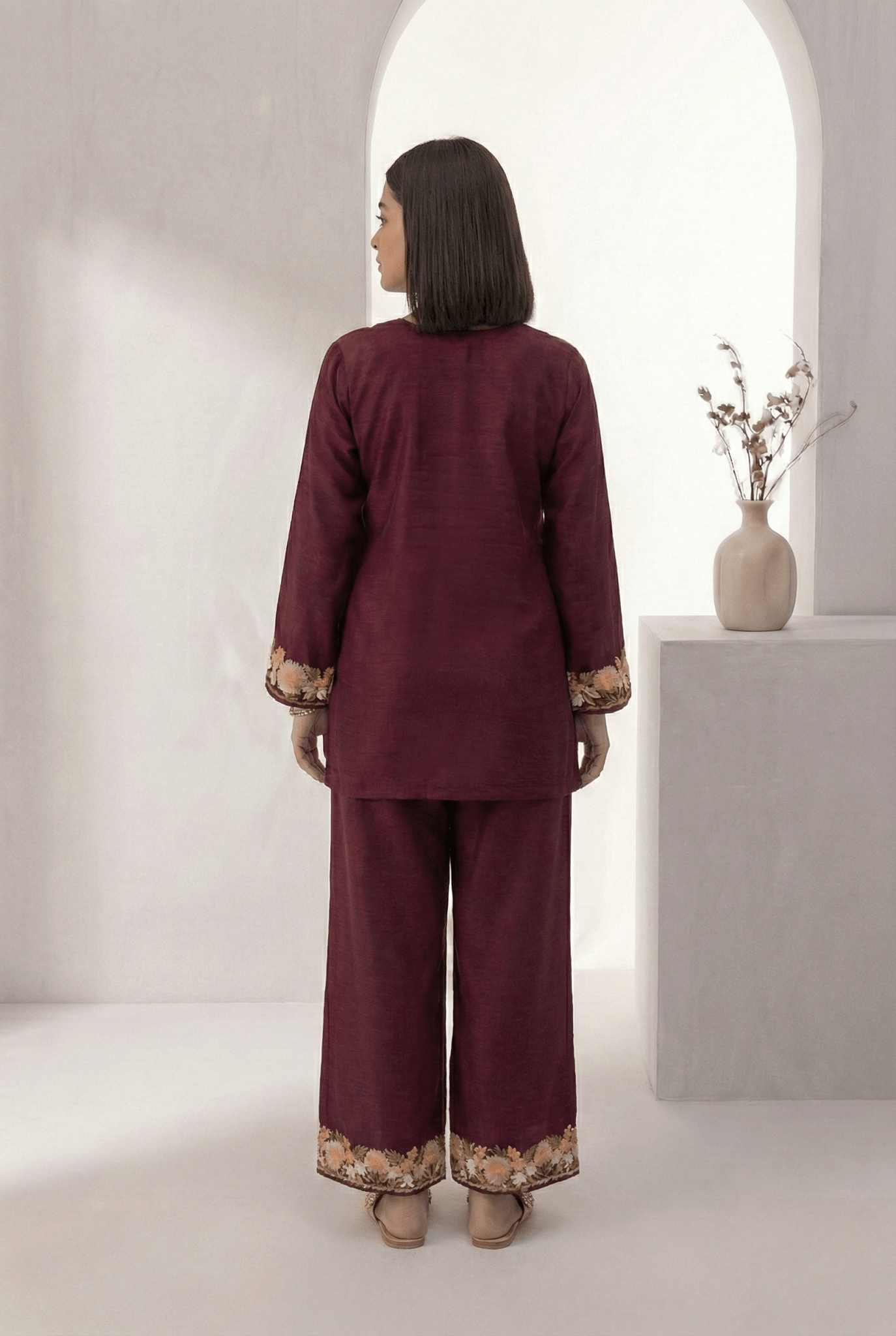 Women’s Kashmiri Embroidered Cotton Co - ord Set - Tevar Studio