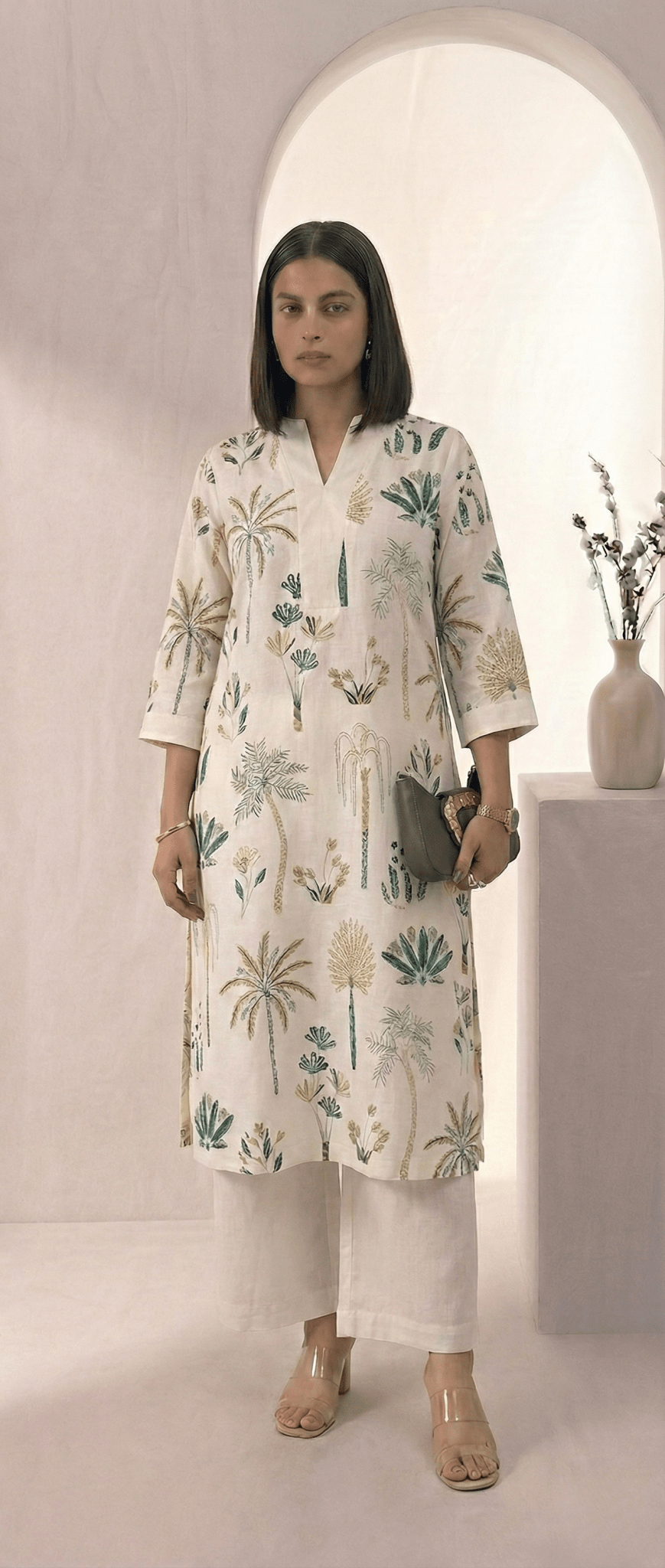 Women’s Printed Cotton Flex Kurta Set with Palazzo - Tevar Studio