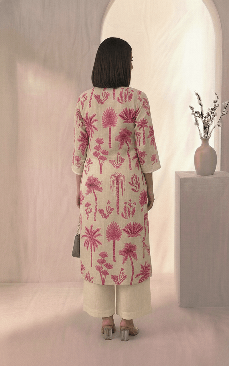 Women’s Printed Cotton Flex Kurta Set with Palazzo - Tevar Studio