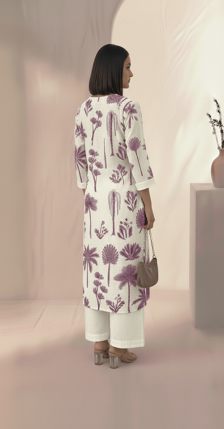 Women’s Printed Cotton Flex Kurta Set with Palazzo - Tevar Studio