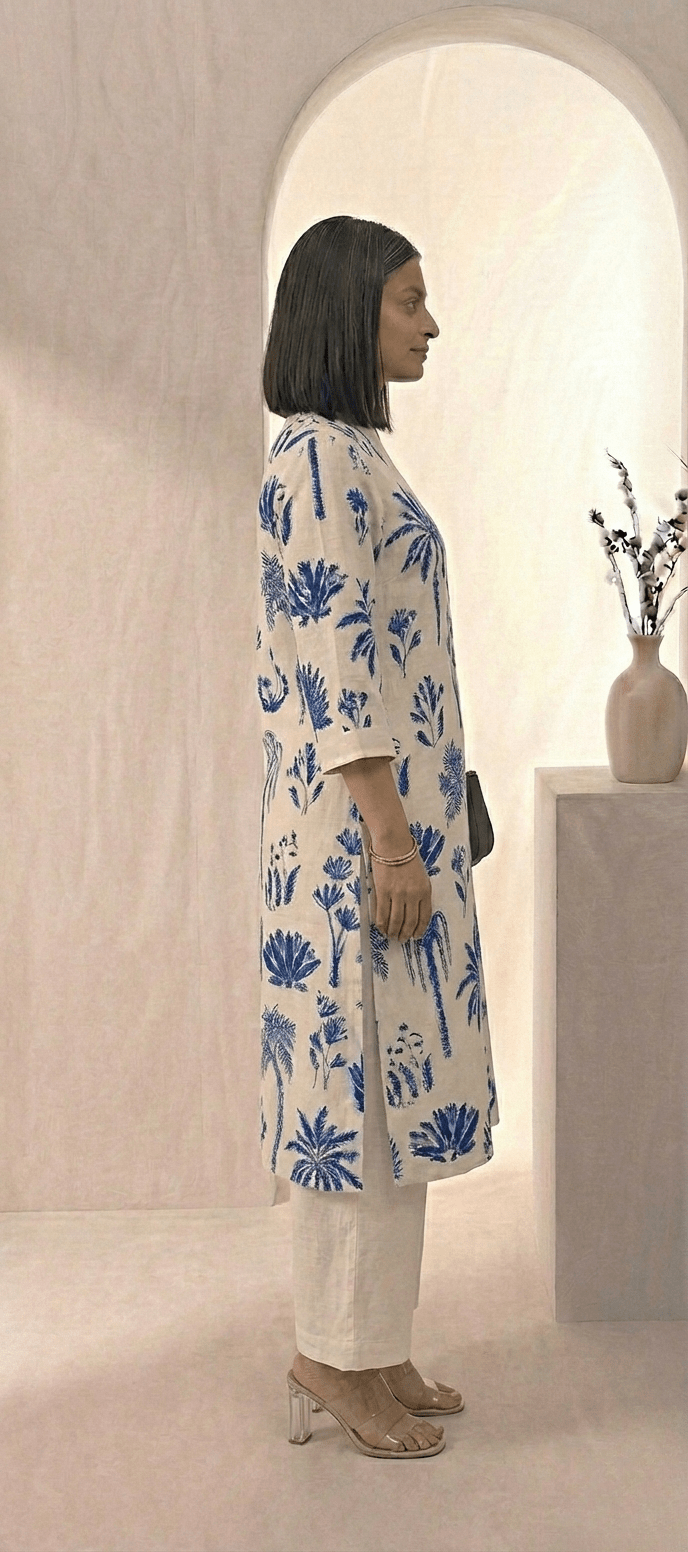 Women’s Printed Cotton Flex Kurta Set with Palazzo - Tevar Studio