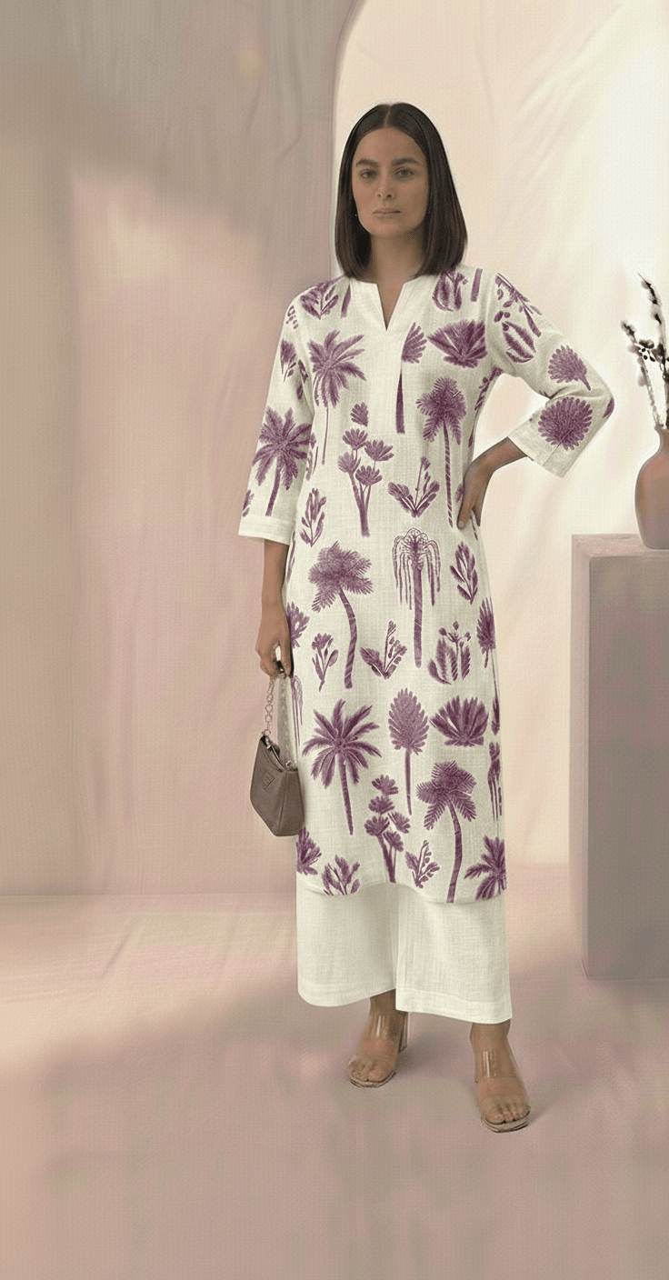 Women’s Printed Cotton Flex Kurta Set with Palazzo - Tevar Studio