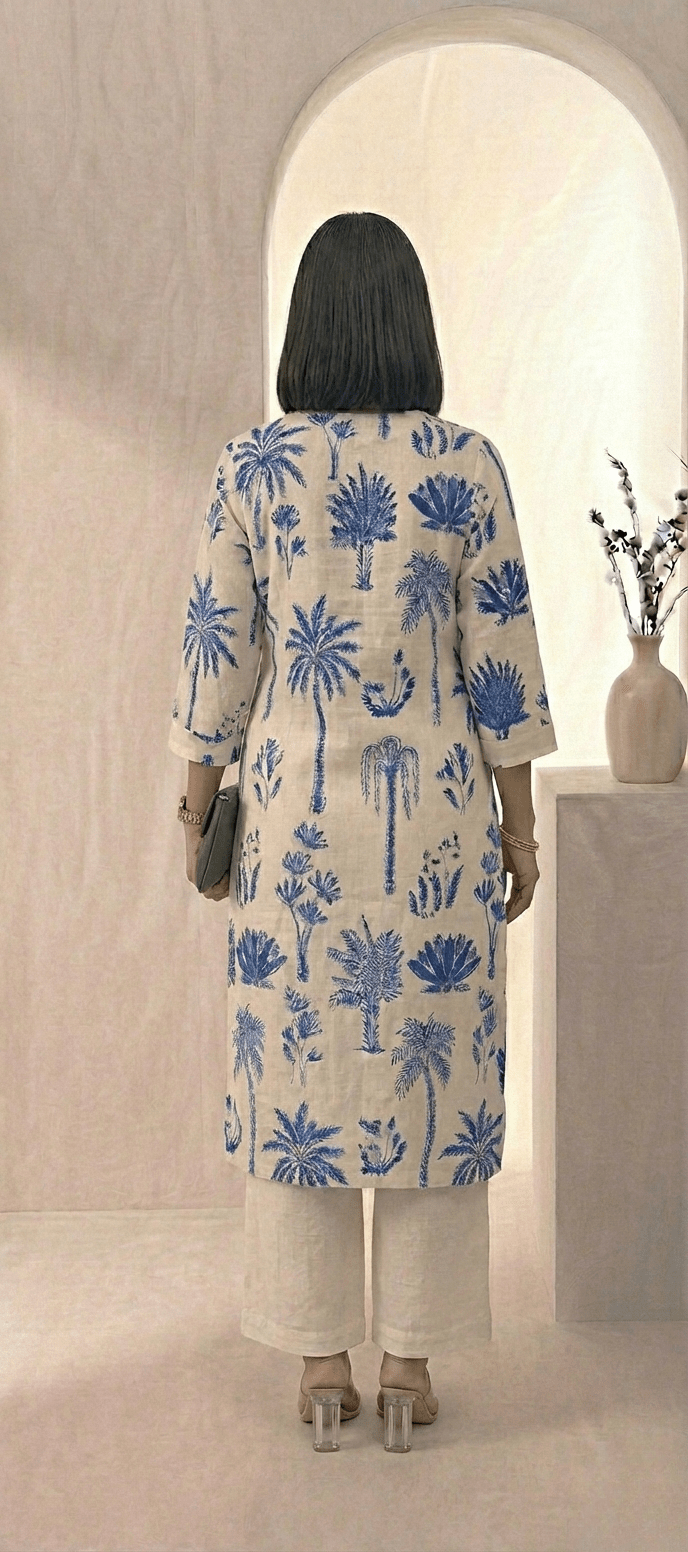 Women’s Printed Cotton Flex Kurta Set with Palazzo - Tevar Studio