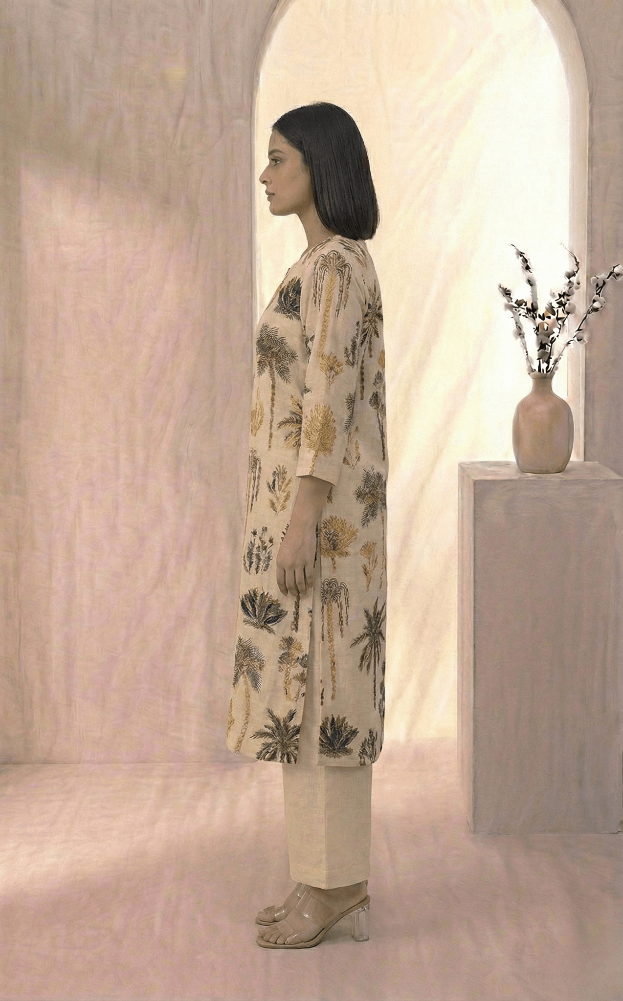 Women’s Printed Cotton Flex Kurta Set with Palazzo - Tevar Studio