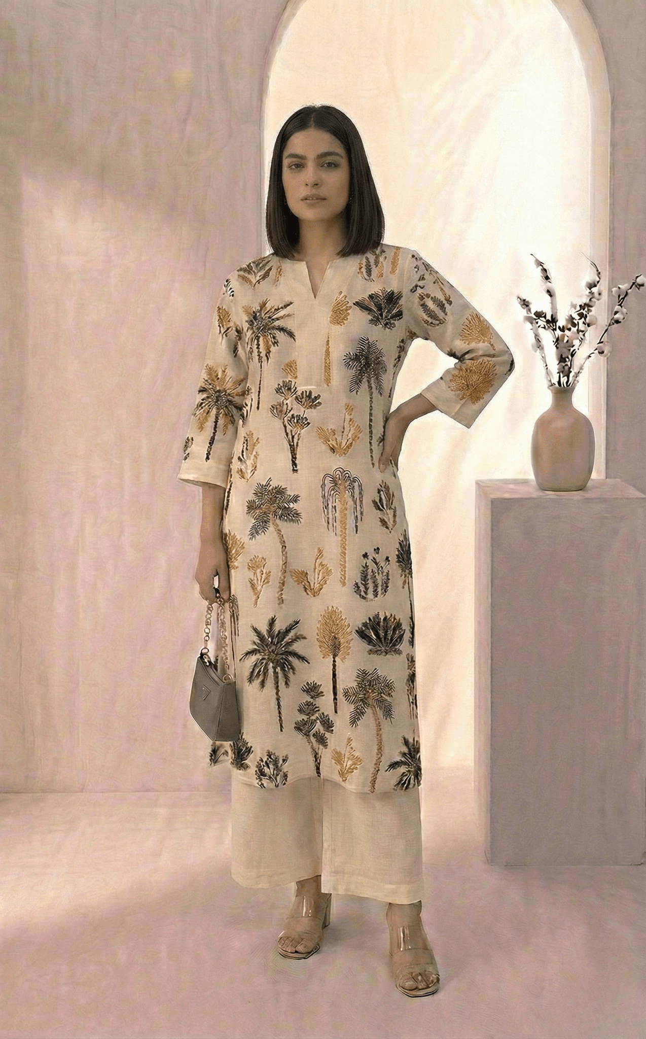 Women’s Printed Cotton Flex Kurta Set with Palazzo - Tevar Studio
